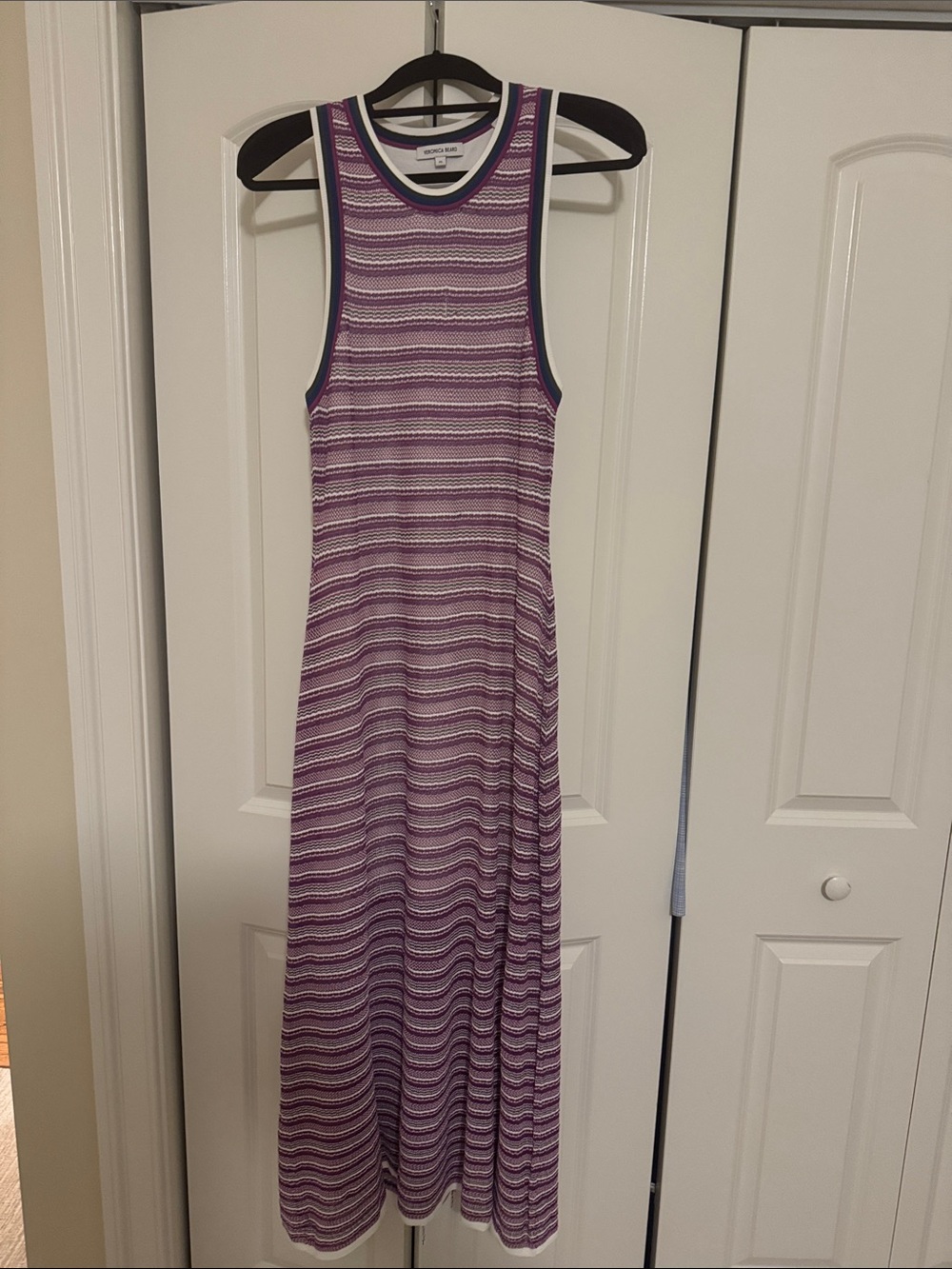 Veronica Beard Purple Striped Maxi Dress